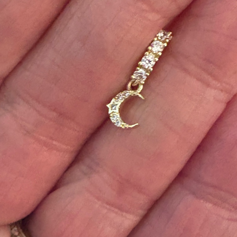 Nose Ring-  20 G  stainless steel Zirconia moon, Nose Ring